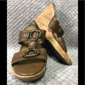 Brown Leather Wedge Sandals